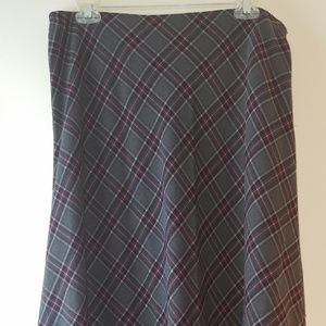 Long charcoal gray and burgundy skirt